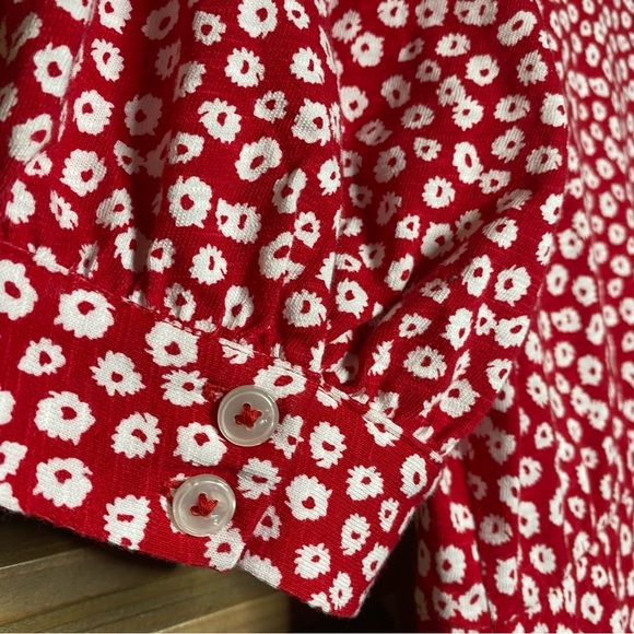 Boden cherry pink/red floral Button 100% cotton Jersey Mini Tea comfy Dress SZ-8 - Picture 8 of 9